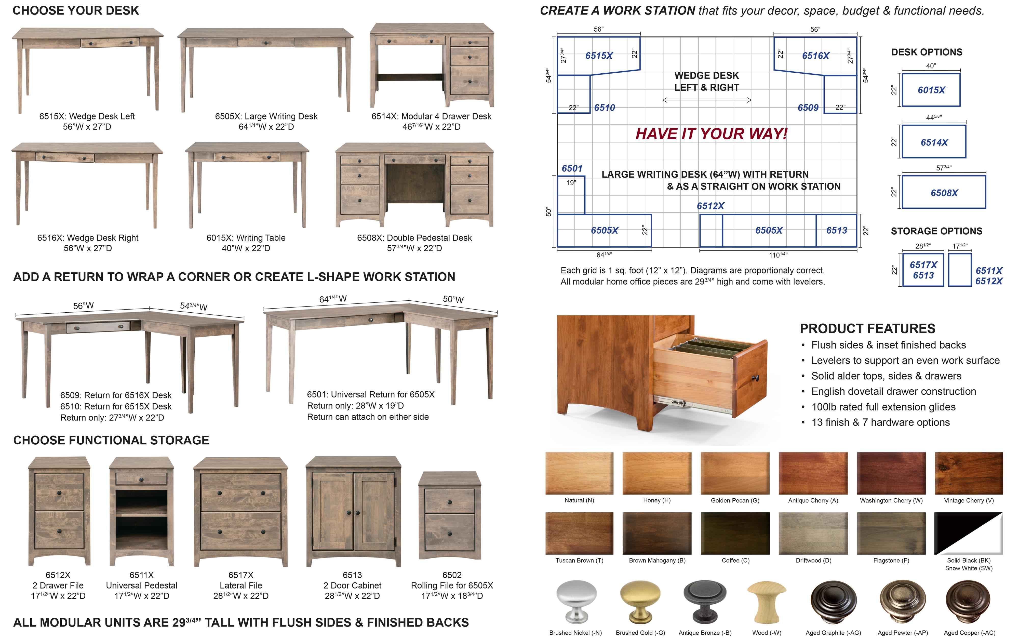 Archbold Furniture Modular Home Office American Made 2 Door Home Office